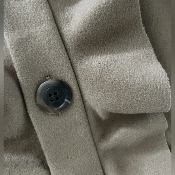 J Crew 100% Wool Womens Coat Size 6 Ruffle front Brown Tan Pea Coat Button - Picture 10 of 15